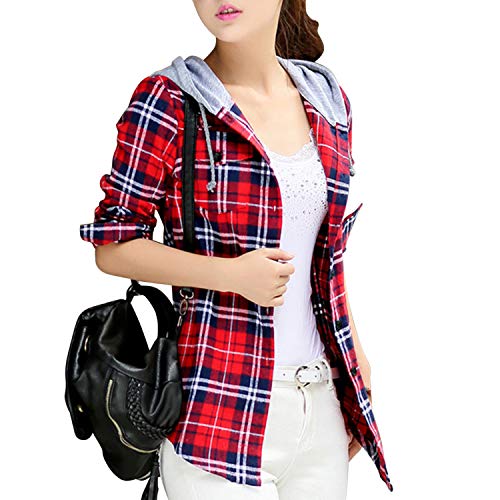 semen Damen Karrierte Bluse Langarm Boyfriend Hemdbluse Leichte Dünne Blusenshirt Holzfällerhemd mit Kapuze semen Damen Karrierte Bluse Langarm Boyfriend Hemdbluse Leichte Dünne Blusenshirt Holzfällerhemd mit Kapuze von semen