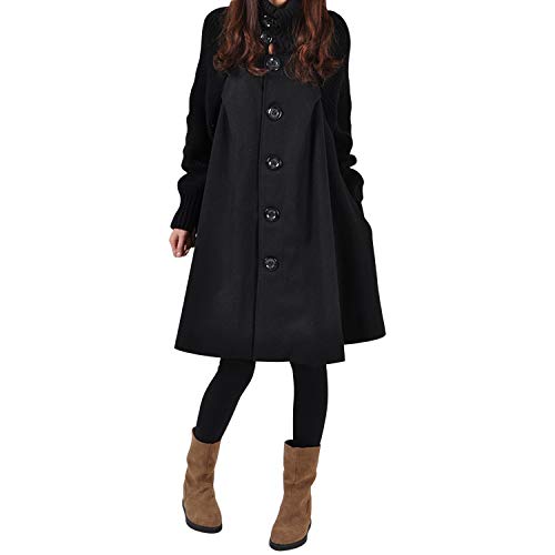 semen Damen Mantel Warm Winter Stricken Rollkragen Langarm A-Linien Button Down Elegant Einfarbig Strickejacke Trechcoat Winterjacke Wintermantel Große Größe von semen