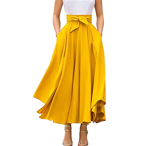 semen Damen Maxirock Hohe Taille Faltenrock A Linie Lang Swing Rock leicht Langer Sommerrock semen Damen Maxirock Hohe Taille Faltenrock A Linie Lang Swing Rock leicht Langer Sommerrock von semen