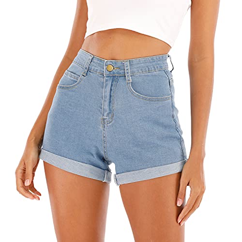 semen Damen Shorts Hohe Taille Denim Shorts Sommer Beiläufige High Waist Zerrissenes Hotpants Kurz Hosen von semen