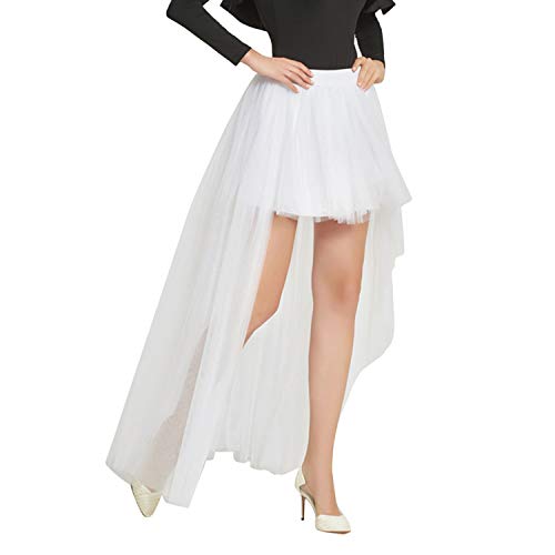 semen Damen Tütürock Hohe Taille unregelmäßiger Minirock Vokuhila Tutu Rock Steampunk Asymmetrisch Tüllrock Vintage Swingrock Retro Outfits für Party Halloween Weihnachten Karneval von semen