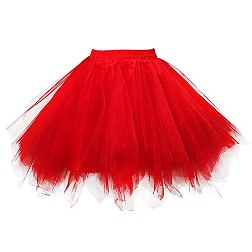 semen Damen Tutu Tüllrock Knielang Petticoat Unterrock Ballet 50er Vintage Rock Hohe Taille Rock Karneval Kostüm von semen