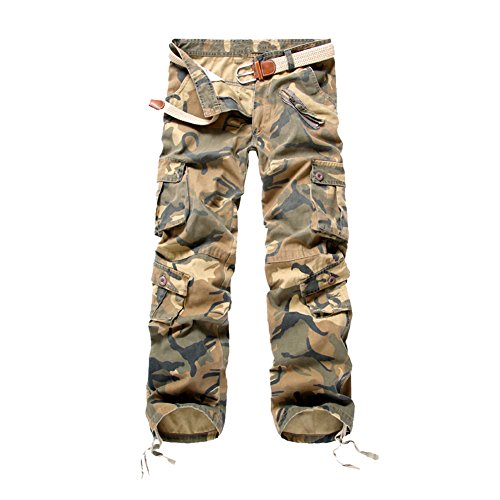 semen Herren Camouflage Hose Military Hose Cargo Hose Herren Armee Camo Vintage Regular Fit Freizeithose Pant (50, Gelb) von semen