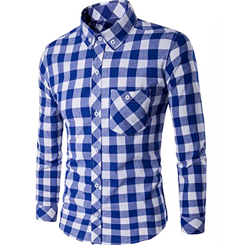 semen Herren Kariert Hemd Langarm Karo-Hemd Bügelleicht Freizeithemd Slim Fit Kentkragen Businesshemd aus Baumwolle von semen