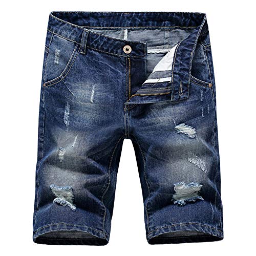 semen Jeans Shorts Herren Kurze Jeanshose Destroyed Denim Shorts Bermuda Kurze Herren Jeans Nomal Blau W30 (Richten nach Tabelle) von semen