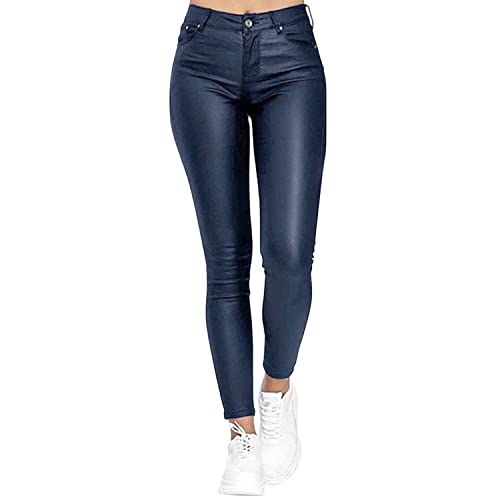 semen Kunstleder Leggings Damen High Waist PU Leder Hose Strumpfhosen Skinny Fit Stretch Lederhose von semen