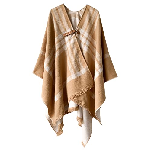 semen Umhang Damen Winter Schal elegant Poncho Cape Überwurf mit Verschluss Warm Winterdecke von semen