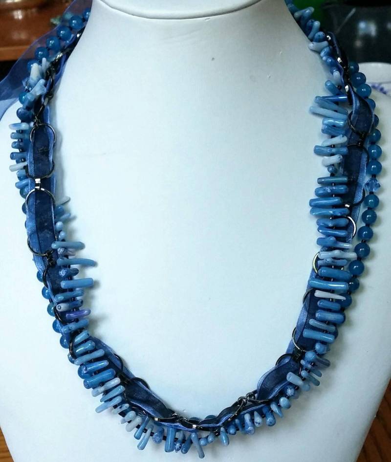 +An Dem Max - Stein, Korallenband Und Ketten - Halsband +049 Blau+ +An Dem Max - Stein, Korallenband Und Ketten - Halsband +049 Blau+ von seniorfirefighter