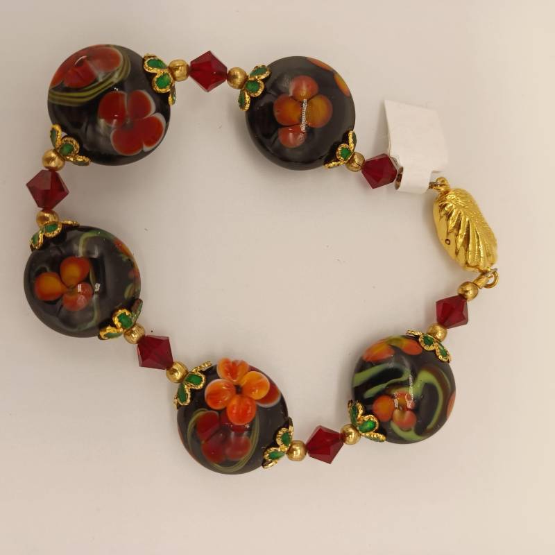 Armband Mit Blumen in Rot-Glas-Armband-Brac017 Armband Mit Blumen in Rot-Glas-Armband-Brac017 von seniorfirefighter