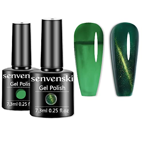 Senvenski Grün Jelly Gel Nagellack Rein Türkis Magnetisch Transparent Kristall Glitzer UV LED Gift Set Kit Nagellack Kinder Mädchen (CS2-010) von senvenski