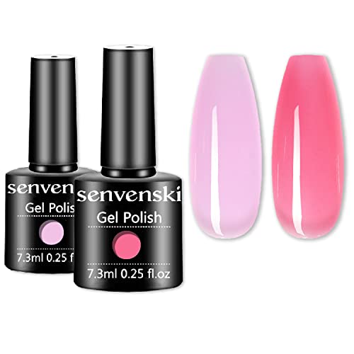 Senvenski Jelly Gel Nagellack Nackt Rein Löschen Rosa Glitzer Transparent Kristall UV LED Gift Set Kit Nagellack Kinder Mädchen (CS2-001) von senvenski