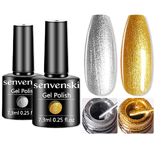 Senvenski Gel Nagellack Gold Silber Glitzer UV LED Gift Set Kit Nagellack Kinder Mädchen (CS2-005) von senvenski