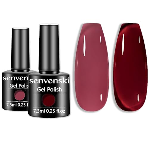 Senvenski Jelly Gel Nagellack Maroon Rot Cerise Rein Transparent Kristall Glitzer UV LED Gift Set Kit Nagellack Kinder Mädchen (CS2-009) von senvenski