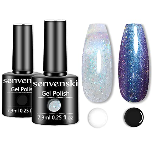 Senvenski Perle Opal Meerjungfrau Gel Nagellack Aurora Shell Glänzend Glitzer Holographisch UV LED Gift Set Kit Nagellack Kinder Mädchen (CS2-004) von senvenski