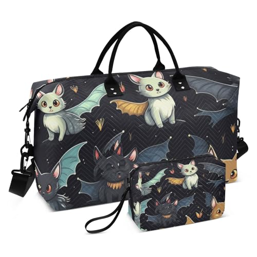 Boho Travel Duffle Gym Bag Gold Lines Sonne Mond Weekender für Frauen mit Kulturbeutel, Katze 1, Einheitsgröße von senya