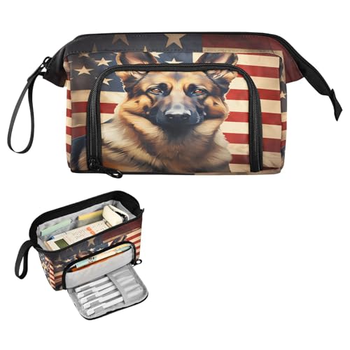 Federmäppchen mit großer Kapazität, amerikanische Flagge, deutscher Schäferhund, Federmäppchen, Tasche für Teenager, Mädchen, Jungen, Schule, Uni, Büro, Organizer Federmäppchen mit großer Kapazität, amerikanische Flagge, deutscher Schäferhund, Federmäppchen, Tasche für Teenager, Mädchen, Jungen, Schule, Uni, Büro, Organizer von senya