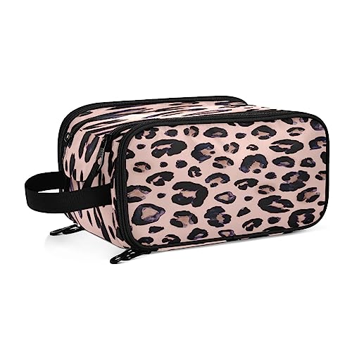 senya Rosa Schwarz Leopard Kulturbeutel Kosmetik Make-up Tasche Organizer, Große Reisetasche für Frauen Männer Toilettenartikel Zubehör Pinsel Werkzeuge, Mehrfarbig, Einheitsgröße von senya