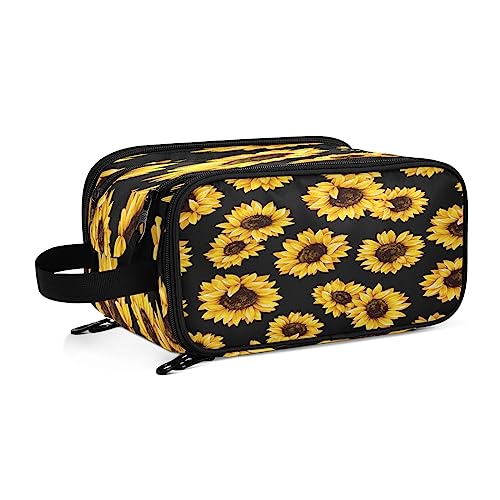 senya Sunflower Schwarz Kulturbeutel Kosmetik Make-up Tasche Organizer, Große Reisetasche für Frauen Männer Toilettenartikel Zubehör Pinsel Werkzeuge, Mehrfarbig, Einheitsgröße von senya