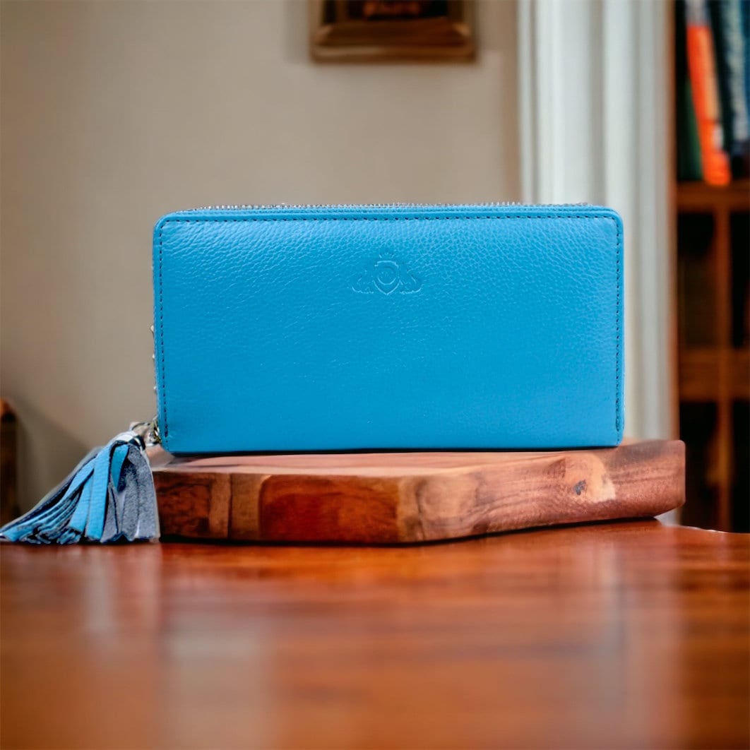 Leder Damen, Brieftasche, Benutzerdefinierte Ledergeldbörse, Full-Grain-Hand Gemacht Damen Portemonnaie, Geldbörse, Geschenke Wjen-Bs01-Blu von serenlicom