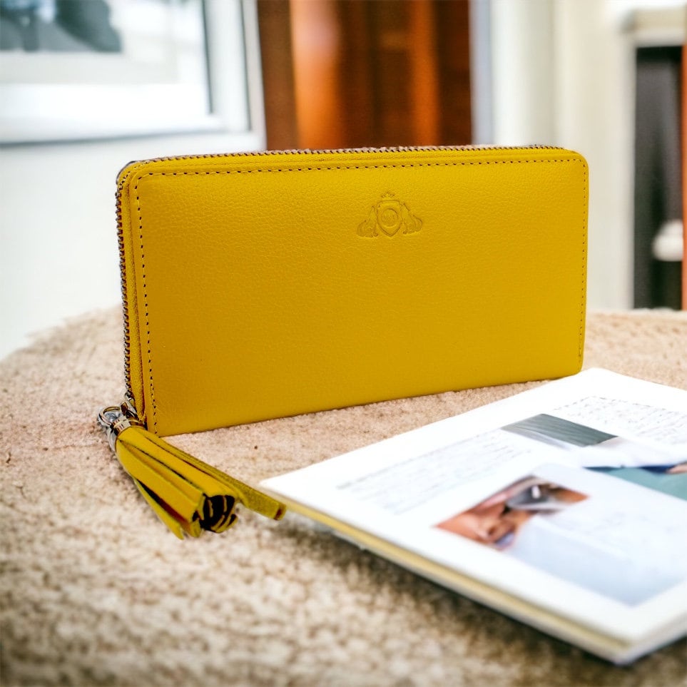 Leder Damen, Brieftasche, Benutzerdefinierte Ledergeldbörse, Full-Grain-Hand Gemacht Damen Portemonnaie, Geldbörse, Geschenke Wjen-Bs01-Ylw von serenlicom