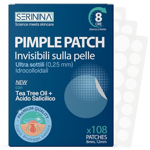 SERININA Pimple Patch Pickel – Hydrokolloidales Akne Gesicht – Hydrokolloid Patches Ultradünn – 108 Pflaster in 2 Größen für große und kleine Pickel von serinina