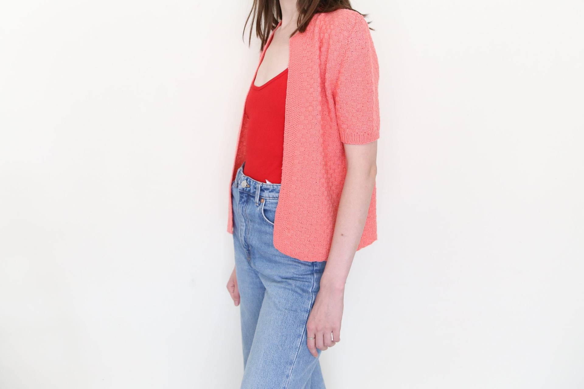 Kurze Ärmel Rosa Strickjacke von serpyne