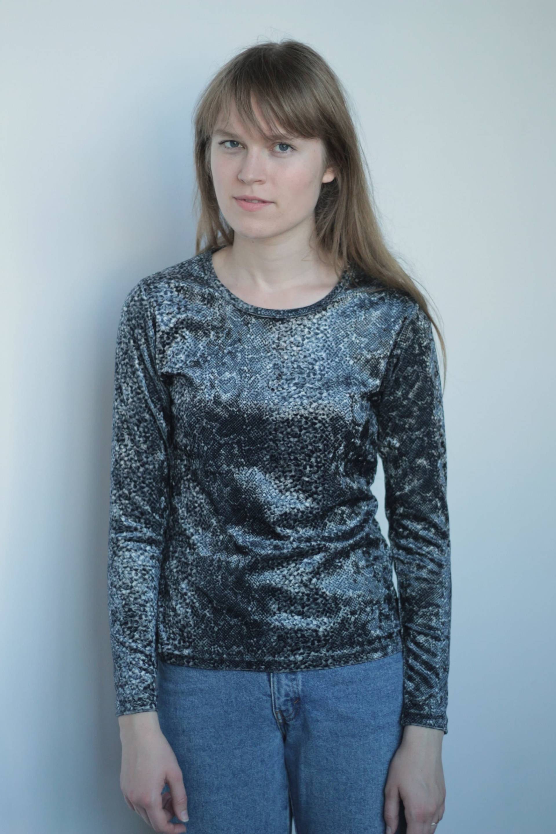 Vintage Samt Schlange, Python Muster, Frauen Bluse, S M von serpyne