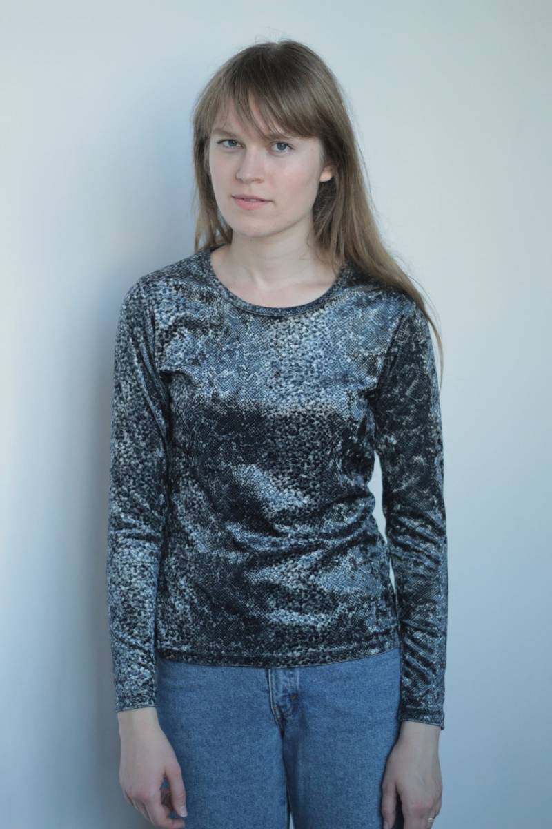 Vintage Samt Schlange, Python Muster, Frauen Bluse, S M von serpyne