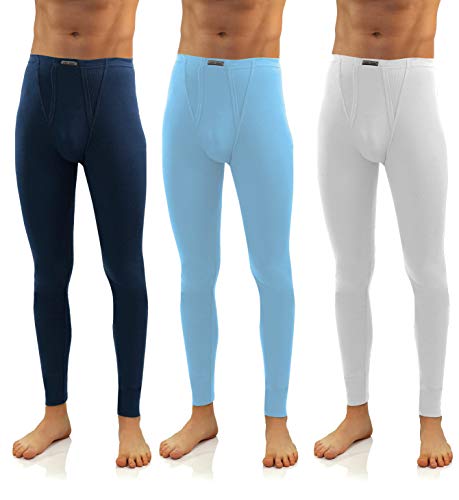 sesto senso Herren 3er Pack Lange Unterhose 114 Modell (XL, Dunkelblau/Blau/Weiß) von sesto senso