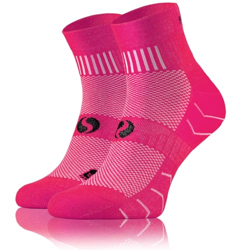 sesto senso 1 Paar Laufsocken Baumwolle Sportsocken Damen Herren Bunte Sport Socken 43-47 Pink von sesto senso