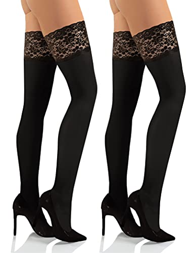 sesto senso 2 Paar Halterlose Strümpfe Blickdicht 40 Den mit Spitze Damen XL/XXL Black Schwarz sesto senso 2 Paar Halterlose Strümpfe Blickdicht 40 Den mit Spitze Damen XL/XXL Black Schwarz von sesto senso