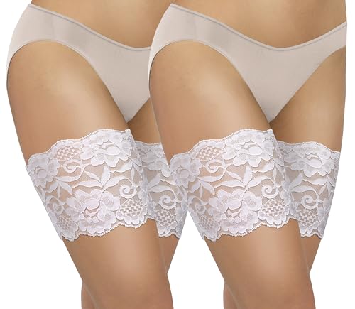sesto senso 2 Paar Oberschenkelbänder Spitze Sexy Elastische Anti-reibung Silikonstreifen Weiß 60-65 M sesto senso 2 Paar Oberschenkelbänder Spitze Sexy Elastische Anti-reibung Silikonstreifen Weiß 60-65 M von sesto senso
