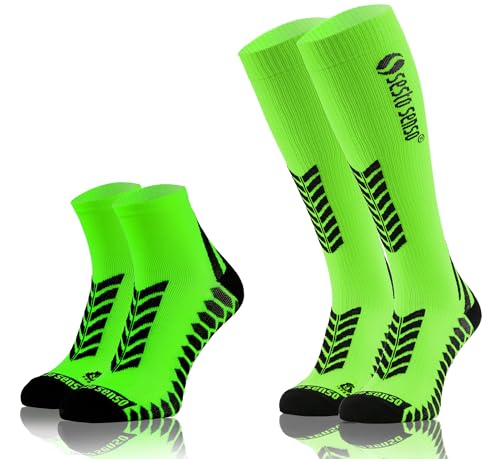 sesto senso 2 Paar Sneaker Laufsocken Grün und Kompressionsstrümpfe Sportsocken Damen Herren 35-38 Green von sesto senso