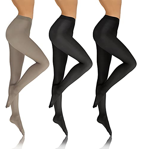 sesto senso 3 Paar Damen Strumpfhose Blickdicht 70 DEN Microfaser Grau Graphit Schwarz 2 XS-S SET5 von sesto senso