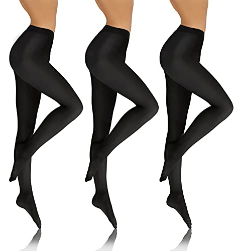 sesto senso 3 Paar Damen Strumpfhose Blickdicht 70 DEN Microfaser Schwarz 2 XS-S SET1 von sesto senso