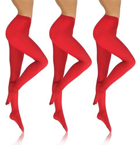 sesto senso 3 Paar Damen Strumpfhose Blickdicht 70 DEN Microfaser Senfgelb Hellgrün Rot 2 XS-S SET7 von sesto senso