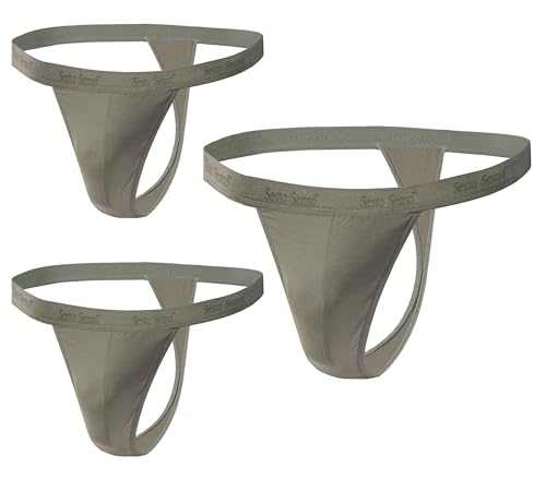 sesto senso 3 Paar Herren String Baumwolle Thong Slips Tanga Sport G-StringXL Dunkelbeige von sesto senso