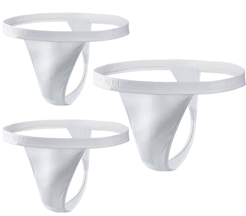 sesto senso 3 Paar Herren String Baumwolle Thong Slips Tanga Sport G-StringXL Weiß von sesto senso