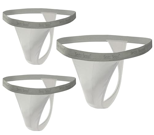 sesto senso 3 Paar Herren String Baumwolle Thong Slips Tanga Sport G-StringXXL Hellbeige von sesto senso