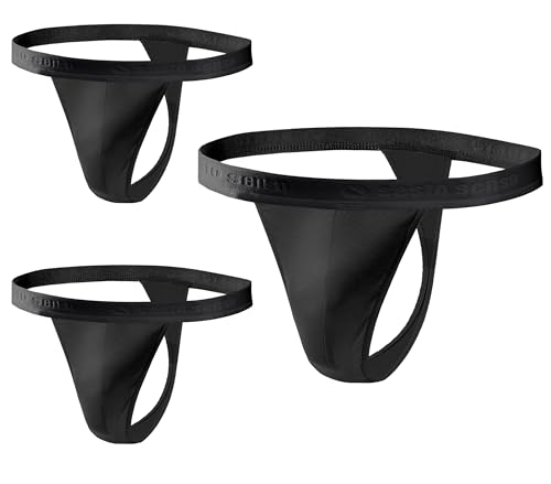 sesto senso 3 Paar Herren String Baumwolle Thong Slips Tanga Sport G-StringXXL Schwarz von sesto senso