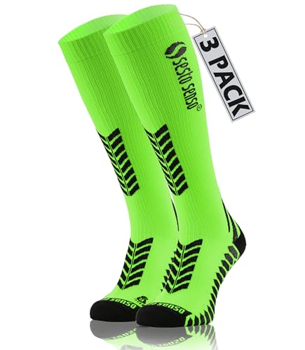 sesto senso 3 Paar Kompressionsstrümpfe Sport Damen Herren Bunt Hohe Sportsocken Laufsocken Grün 43-47 3 pack Green von sesto senso