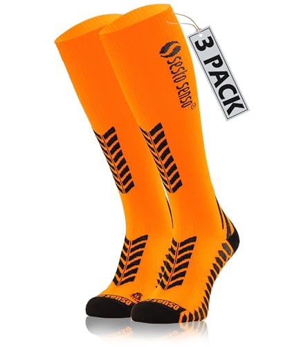 sesto senso 3 Paar Kompressionsstrümpfe Sport Damen Herren Unisex Bunt Hohe Sportsocken Laufsocken 35-38 3 pack Orange von sesto senso
