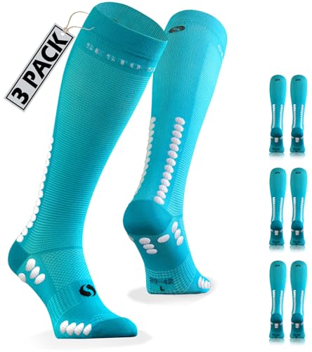 sesto senso 3 Paar Kompressionsstrümpfe Sport Türkis Hohe Sportsocken Wadensocken Laufsocken 47-50 Turquoise von sesto senso
