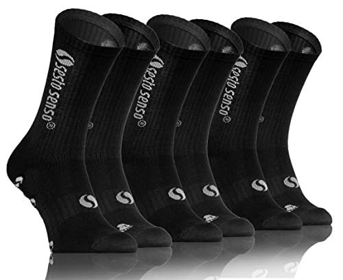 sesto senso 3 Paar Sportsocken Schwarz Herren Damen Bunte Wadensocken Baumwolle 35-38 Black von sesto senso