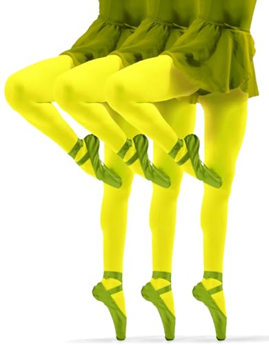 sesto senso 3er Pack Strumpfhose Mädchen 40 Den Kinderstrumpfhosen Blickdichte Mikrofaser Bunt Girl 152 158 Yellow Neon Gelb von sesto senso