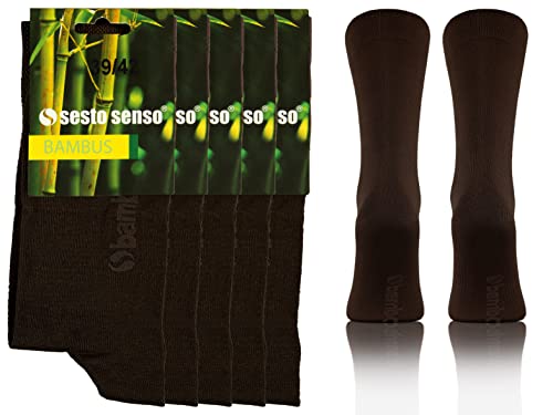 sesto senso 5er Pack Bambus Socken Bunt Einfarbig Damen Herren 43-46 Braun von sesto senso