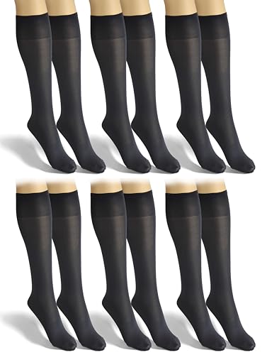 sesto senso 6 Paar Damen Kniestrümpfe Blau Microfaser Blickdicht 40 Den Kniesocken Bunt Seidenglatt BlueJeans von sesto senso