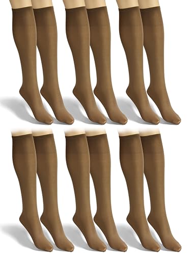 sesto senso 6 Paar Damen Kniestrümpfe Dunkel Beige Microfaser Blickdicht 40 Den Kniesocken Bunt Seidenglatt Avana von sesto senso