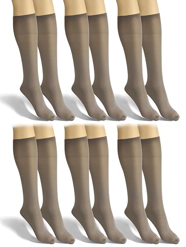 sesto senso 6 Paar Damen Kniestrümpfe Grau Microfaser Blickdicht 40 Den Kniesocken Bunt Seidenglatt Grigio von sesto senso