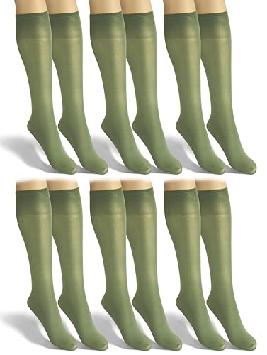 sesto senso 6 Paar Damen Kniestrümpfe Grün Microfaser Blickdicht 40 Den Kniesocken Bunt Seidenglatt Smeraldo von sesto senso